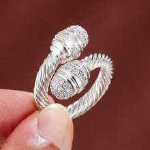 1件装时尚鼓槌形交叉对称设计人造可调节开口环 - 彩色 - 查看 8