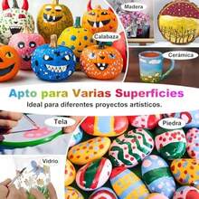 24 Colores Pintura Acrilica Profesionales, 59ml Pinturas Oleo con 10 Pinceles y 1Paleta, Set de Suministros de Arte para Tela, P - 24 - Ver 3