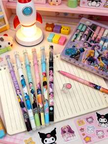 12pcs/Set 0.5mm Smooth Writing Pens, Cute Anime Character Design, Suitable For School And Office, K-POP Witch Hunting Group - Multicolor - View 5