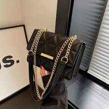 Women's New  Quilted Solid Color Chain Small Square Bag, Minimalist Fashion Shoulder Crossbody Bag - 彩色 - 查看 11