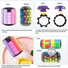 5 Layer Creative Intellectual Decompression Toy, 3D Magic Tower Colorful Corn Cylinder Rotating Cube, Five-Level Cylindrical Magic Cube For Stress Relief & Brain Training, Colorful Corn Pattern 3D Cube Fidget Toy For Adults, Smooth Rotation Cylinder Magic Tower For Puzzle Game & Finger Play, Durable Anti-Fall 5-Level Cube For Home Office Leisure Time, Fun 3D Magic Cube For Intellectual Exercise & Anxiety Relief - Multicolor - View 2