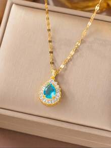 4件套不锈钢镀金四叶草项链、耳环、手链首饰套装，适合女性和情侣佩戴，复古时尚街头风派对配饰（OPP袋包装） - 金黃色 - 查看 2