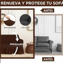 3 piezas Funda Elástica para Sofá con Volante, Ajuste Antideslizante, Lavable a Máquina, para Sala, Hogar y Casas con Mascotas - Café integral - Ver 7