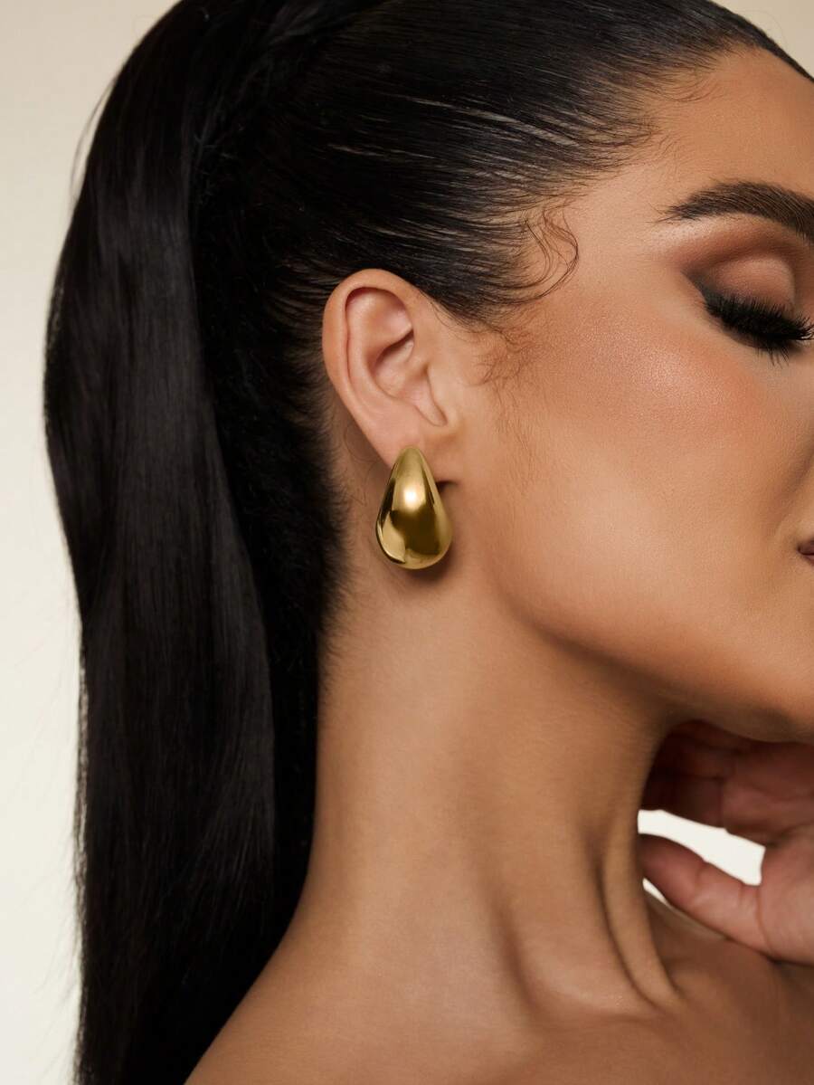 1 Pair New European And American Fashionable Personalized Small Water Drop UV Gold-Plated CCB Dangle Earrings - Large Water Drop CCB - View 1