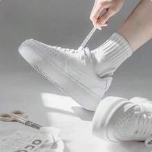 Nike Giày thể thao nữ đế cao dáng ôm Court Vision Alta Air Force Casual Sneakers - trắng - Xem 3