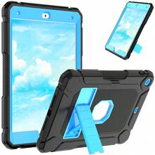 Military Industry Anti-Fall New Slim Shock-Proof Protective Case With Stand For Tablet, Convenient To Use - Black Silicone + Glacier Blue PC + Glacier Blue Bracket - View 3