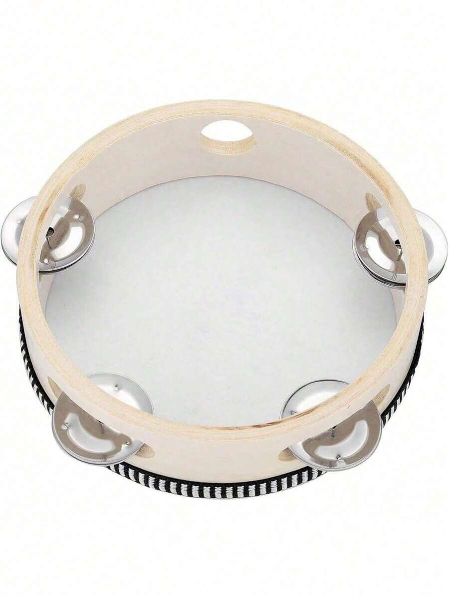 1pc Wooden Hand Tambourine - Musical Jingle Tambourine, Percussion Instrument For Party & Karaoke
