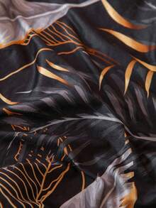 1pc Digital Printed Leaf Pattern Milk Silk Sofa Seat Cushion Cover, High Elasticity Dust-Proof Washable Sofa Slipcover For All Seasons, Suitable For Outdoor Rattan Modular Sofa, Sold Individually Not As A Set - Multicolor - View 8