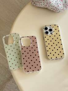 1pc Minimalist All-Over Polka Dot Phone Case Compatible With IPhone 17, 17 Pro Max, New 14, 13, 12 Pro, 16 Pro, Creative Korean Style Elegant Design - Multicolor - View 1