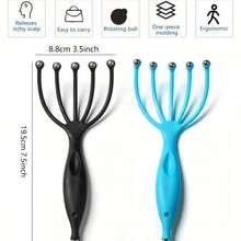 Scalp Massager Hand Held Portable Head Massager For Female SPA Relaxation & Stress Reduction For Home, Office And Travel Use Wet And Dry - Black Black - 查看 6