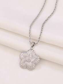 1件装不锈钢花朵吊坠项链 时尚18K镀金饰品项链 女士防水首饰 - 項鍊 - 查看 18