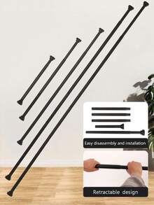 1pc Adjustable Stainless Steel Single-Sided Telescopic Rod, Multi-Section Modular Easy Installation, Suitable For Bathroom Shower Curtain Metal Tension Rod, Also Suitable For Wardrobe Hooks, Door And Window - Multicolor - View 3