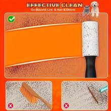 1卷（50张）超强粘毛滚筒 - 耐用塑料替换纸，手动除毛滚筒，适用于衣物、地毯、沙发套和宠物毛发清洁，必备家居清洁工具 - 1手把 + 2 個替換件 - 查看 7