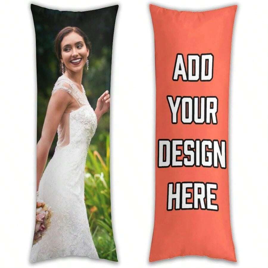 Personalized Long Body Pillow Design Your Own Name Text, Customizable Waterproof Pillow Cover Home, Anime, Memorial Gifts, Tomato, 20x54 - Tomato - View 1