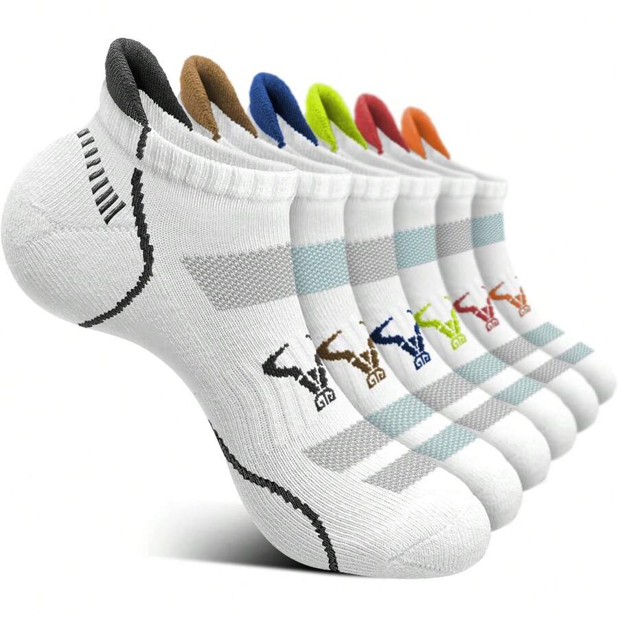 ¡RecomendadoBULLIANT Calcetines Deporte Hombre, Calcetines Tobillero Cortos Antiampollas de Algodon Transpirable de Running Yoga Viajes¡Top de Temporada - 6Pares-Gris jaspeado/Ojo de tigre3001 - Ver 1
