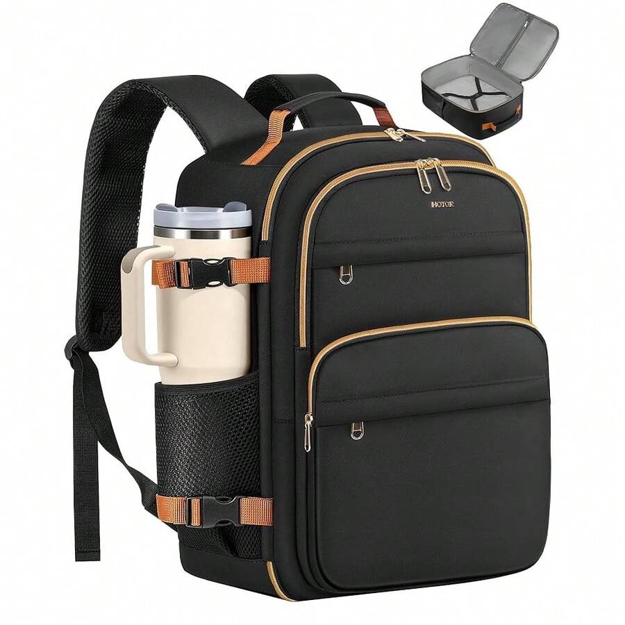 Travel Backpack For Women - Large 15.6inch Laptop Computer Bag Water-Resistant Carry On Backpack Flight Approved Personal Item Travel Bag For Work, Business, College, Black, 13.0\ X 7.9\ X 17.3\ - 黑色,130英寸 x 79英寸 x 173英寸 - 查看 1
