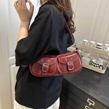 Vintage Women's Underarm Bag With Double Pockets, Y2K Style Zipper Top Handle Bag, Casual Harajuku Shoulder Bag, Hobo Design Multi-Pocket Top Handle Bag, Zipper Closure, Punk Style Crossbody Bag. Perfect For Daily Matching, Travel And Parties, An Ideal Gift Choice - Nhiều màu - Xem 6