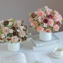 1/3/80 piezas Ramo de flores artificiales de rosa e hortensia, adecuado para boda, hogar, restaurante, dormitorio, decoración de jarrón, fiesta de cumpleaños, decoración de boda, ramo de Año Nuevo, regalo del Día de San Valentín, material DIY de Año Nuevo, plantas artificiales, decoración de primavera, habitación, mesa, decoración de jardín, decoración de habitación, regalo del Día de San Valentín, regalo de graduación - Rosa melocotón - Ver 9