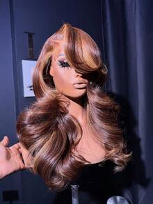 26 Inch Honey Blonde Lace Front Wig Human Hair 13x4Transparent Lace Highlight Ombre Lace Front Wigs Highlight P4/27 Body Wave Lace Front Wigs Human Hair Pre Plucked 4/27 HD Lace Frontal Wig - SP4/27 - 查看 2