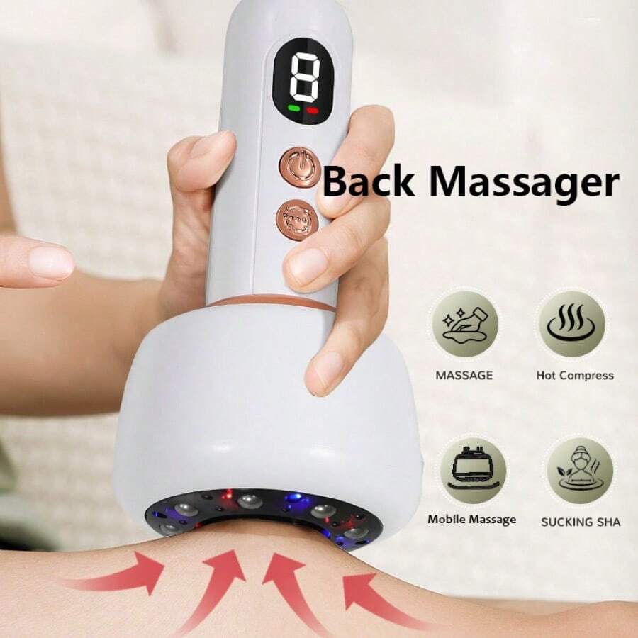 USB Rechargeable Electric Massager Features 9 Adjustable Intensity Levels, A Sliding Steel Ball, And An LCD Display. Suitable For Home Massage, It Can Be Used On The Back, Arms, Legs, And Full Body. This Portable Handheld Massager Is Ideal For Family Use And Makes A Perfect Father's Day Gift. - trắng - Xem 1