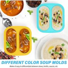 Silicone Soup Freezer Molds: 1 Cup Silicone Freezer Trays With Lid - 4 Packs Easy Release Soup Freezer Containers - 250ml 125ml Portion Large Cubes Soup (2, Blue/Yellow) - 藍/黃 + 2 - 查看 8