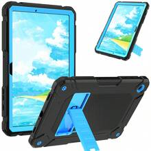 Military Industry Anti-Fall New Slim Shock-Proof Protective Case With Stand For Tablet, Convenient To Use - Black Silicone + Glacier Blue PC + Glacier Blue Bracket - View 8