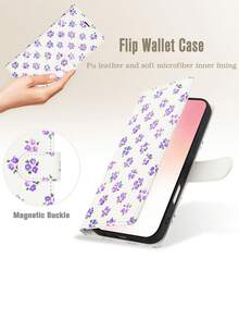 花朵造型斜挎翻盖PU仿皮钱包式手机壳，适用于三星Galaxy S26 S25 Edge S24 S23 Plus Ultra A57 A37 A17 A07 A56 A36 A26 A16 A06 A55 A35 A25 A15 A54 A34 A24 A14 A13，带卡槽、支架、腕带，具备RFID屏蔽功能，国际版，非国内版 - 紫色 - 查看 8