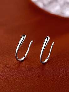 1 Pair S925 Sterling Silver Minimalist Teardrop Earrings, Suitable As Graduation, Family, Friendship Gift, Unique Commemorative Item - Water Droplets - View 5