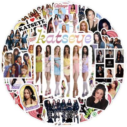 60pcs Non-Duplicate Cat Eye Stickers, KPOP Manon & Sophia Group And Individual Photos, Stickers Suitable For Phone, Computer DIY Decoration, Idol Fan Collection