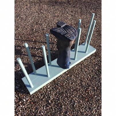 Legg Barn 5 Pair Wooden Welly Rk Storage Stand Waterproof Seagr Green Paint