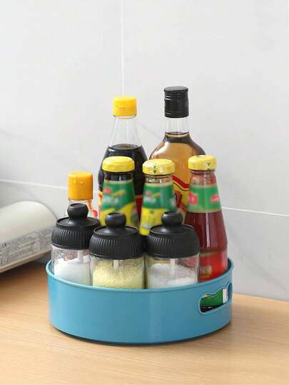 1 pièce Présentoir rotatif multifonctionnel de cuisine pour bouteilles de condiments, de sauce soja et de vinaigre, plateau de rangement rotatif à 360°