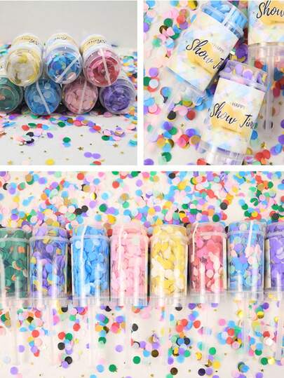 1个彩色软纸屑发射器，爆炸式生日周年纪念婚礼派对用品，彩色纸屑装饰，适合婚礼