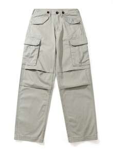 女士宽松多口袋工装裤 - 灰色 - 查看 4