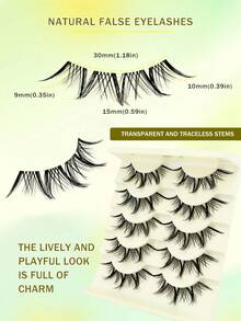 5 pares de pestañas falsas con diseño de picos de dibujos animados, pestañas cruzadas transparentes, pestañas postizas para uso diario y todas las ocasiones - Pestañas Cruzadas - Ver 6