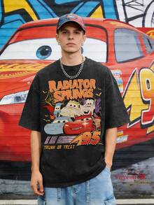 Disney Radiator Springs Halloween Vintage Washed T-Shirt - 黑色 - 查看 1