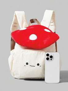 Cute Kawaii Mushroom Shaped Backpack Crossbody Bags Purse For Women  Cartoon Travel Versatile Shoulder Handbag Stars Cute Aesthetic Backpack College Laptop Backpack Casual Travel Daypack For Teens Renaissance Mushroom Backpack Lightweight Drawstring Canvas Bag Ren Faire Larp Accessories(Red Circle) - 彩色 - 查看 7