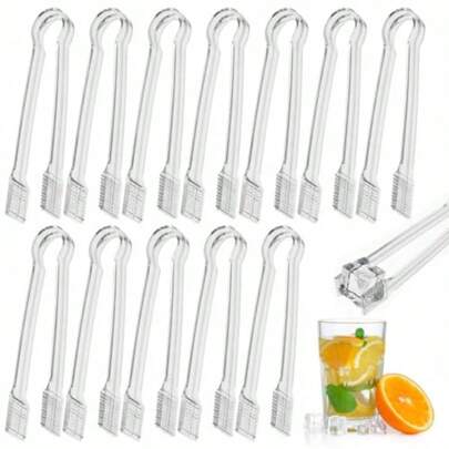 12 Pack Clear Small Serving Tongs For Buffet - Mini Plastic Tongs For Ice Candies Hot And Cold Food - Small Tongs For Appetizers For Parties Holidays And Gatherings