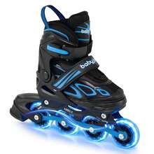 Adjustable Kids' Inline Skates 4 Sizes Adjustable Blade Roller With Light-Up Wheels Black + Black/Purple/Blue - màu đen - Xem 9