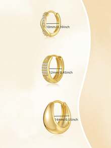 Newsoul 3件套精美锆石925纯银耳环，高品质锆石首饰，女士礼物，适合日常、约会、派对装饰 - 鋯石耳環 - 查看 3