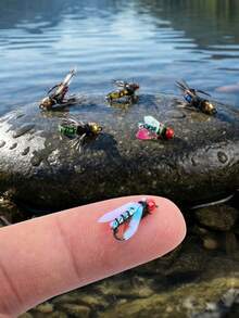 GOTURE 20pcs Micro Fishing Hooks Set, Rapid Sinking Poisonous Mosquito Hooks + Small Fish Hooks Suitable For Catfish/White Bass/Small Fish, Professional Lure Micro Nano Insect Bait - Multicolor - View 2