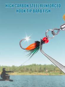 GOTURE 10个微型鱼钩+有毒蚊子掉胶手工拟饵，适用于鲤鱼/鲷鱼/鲶鱼 - 彩色 - 查看 3