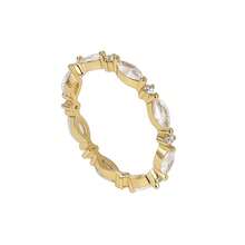 18K Gold Plated Women's Stackable Ring, Marquise And Round White Cubic Zirconia Intertwined Adjustable Finger Ring, Light Luxury Minimalist Full Rhinestone Jewelry, Suitable For Daily Commute And Party, Exquisite Decorative Ring For Women's Self-Use And Gift - Gold - View 7