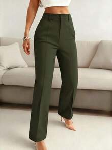 Women's Straight-Leg Business Pants, Elegant & Refined, Versatile Various Commuting Occasions - Màu xanh lá cây đậm - Xem 2