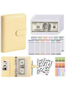 Cuaderno de piel sintética A6, planificador de presupuesto con hojas sueltas, organizador de efectivo, color morado - A6 - Ver 11