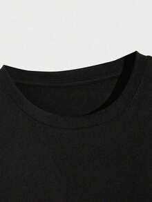 Women's Summer Clothing Cropped Women's T-Shirt Artistic Graphic Featuring A Blooming Rose Intertwined With Bold Anti Social Club Text Symbolizing Contrast Between Beauty And Isolation Vintage 100% 220g Pure Cotton Casual Tee For Women,Street Y2K, Summer Tops, New Year Gifts,Unisex - 黑色 - 查看 4