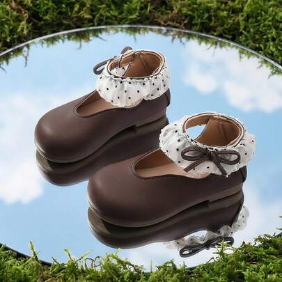 2026新款时尚波点舒适可爱度假学院公主鞋，适合女孩、儿童、幼儿，软底防滑鞋