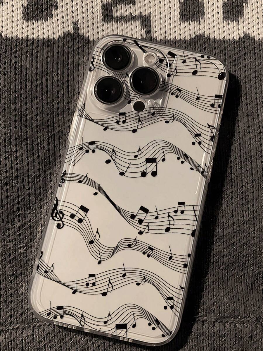 Music Painting Transparent Minimalist Fashion Creative Shockproof Phone Case Compatible With IPhone 17/17 Pro/17 Pro Max, 16/11/16 Pro/16 Plus/16 Pro Max/16e, 15 Pro Max, 13/14/12/XS/XR/7G/8P, Galaxy S25/S25 Plus/S25 Ultra, A16/A36/A26/A56/A50/A12/A32 - Multicolor - View 1