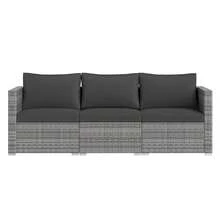 3PCS Patio Sectional Sofa Set, PE Rattan Modular Couch Furniture Set With Cushions Mix Gray/Mix Brown + Beige/Gray/Navy/Black - Black + Mix Gray - View 10