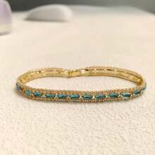 Gold Bracelets for Women 2Pcs Stackable Gold Bracelet 18K Gold Plated Enamel Bane Floral Bracelet Set Trendy Gifts for Women - oro azul claro - Ver 7