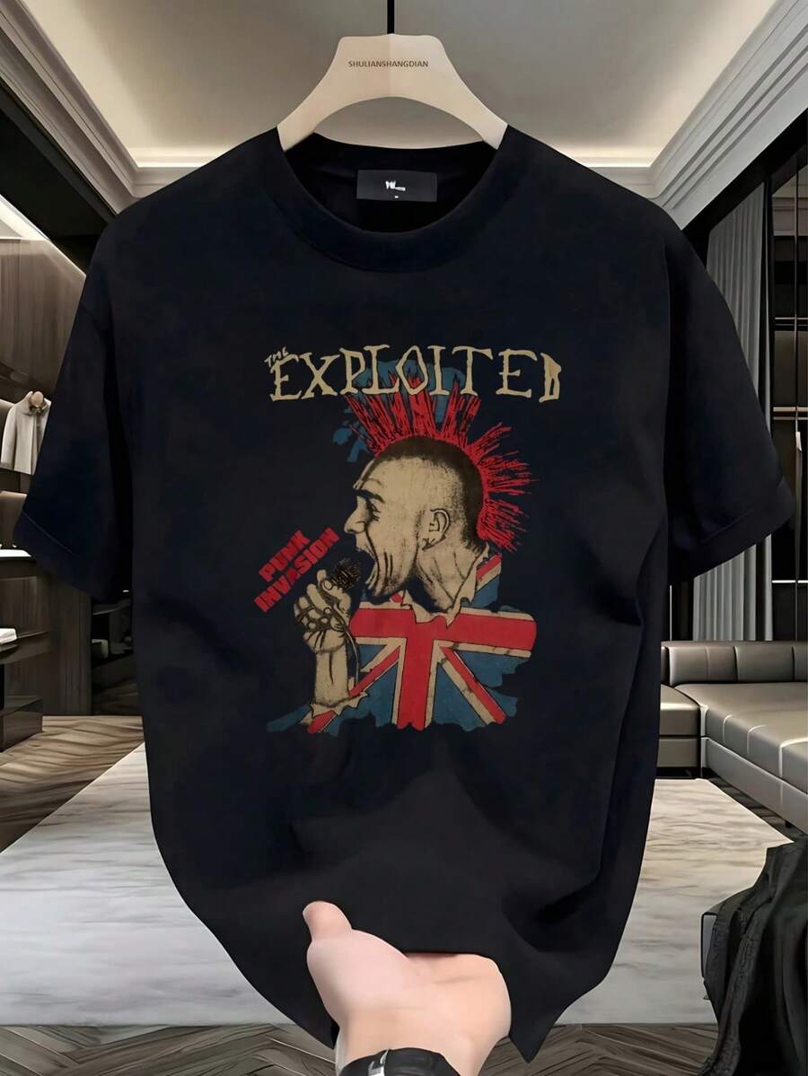Camiseta The Exploited, punk británico, Punk Invasion, estilo callejero, festivales punk, amantes del punk, look rebelde, juvenil,playera de hombre,ropa de hombre,tops,regalos para hombre,nacional envio,oversize hombre. - Negro - Ver 1